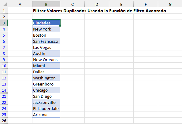 Filtrar Valores Duplicados Usando la Función de Filtro Avanzado en Excel