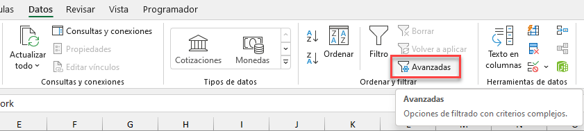 Filtro Avanzado en Excel