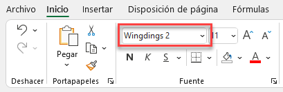 Fuente Wingdings 2