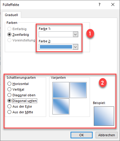 Fülleffekte in Excel bearbeiten