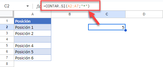 Función CONTAR.SI en Google Sheets