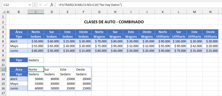 Función Filtrar en Excel