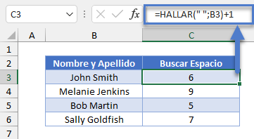 Función HALLAR para Separar Nombre