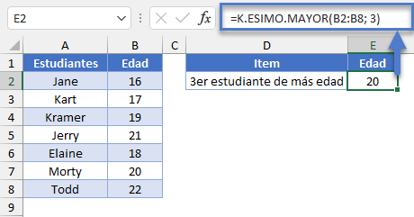 Función K.ESIMO.MAYOR