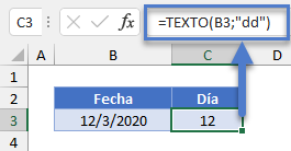 Función TEXTO para Mostrar Solo Día