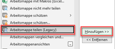 Funktion Arbeitsmappe teilen (Legacy) einfugen