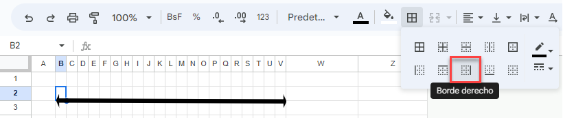 Insertar Borde en Google Sheets