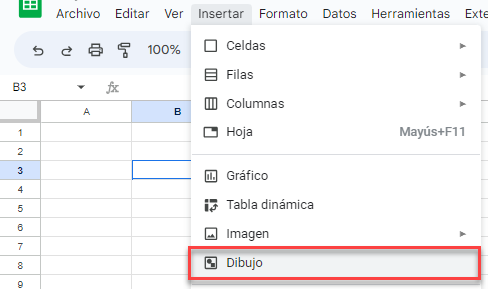 Insertar Dibujo en Google Sheets