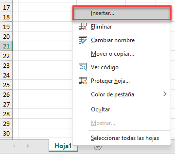 Insertar Hoja Nueva en Excel