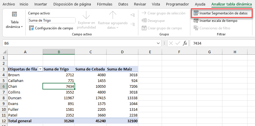 Insertar Segmentación de Datos