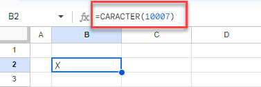 Insertar Símbolo Cruz en Google Sheets