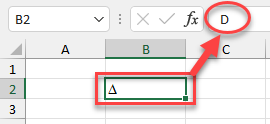 Insertar Símbolo Delta con Fuente Symbol en Excel