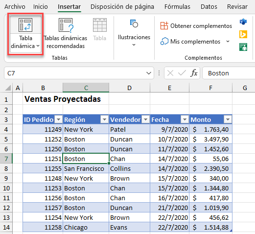 Insertar Tabla Dinámica