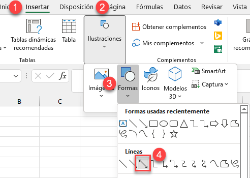 Insertar una Línea en Excel