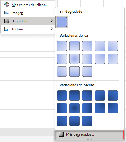 Más Opciones de Degradado