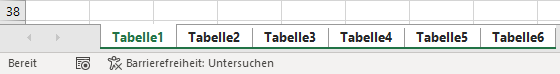 Mehrere Blaetter in Excel ausgewaehlt