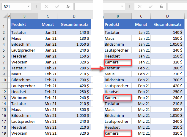 Mehrere Werte suchen und ersetzen