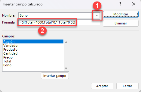 Modificar Campo Calculado