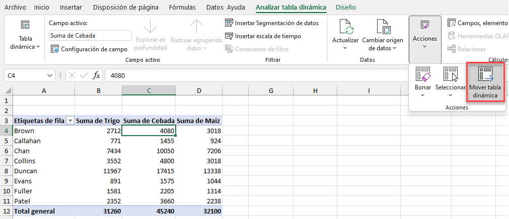 Mover Tabla Dinámica