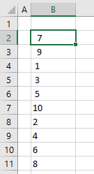 Nicht sortierte Zahlen Excel