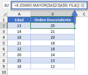 Ordenar con K.ESIMO.MAYOR