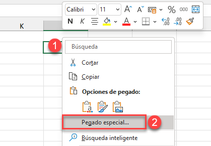 Pegar Gráfico Pegado Especial en Excel