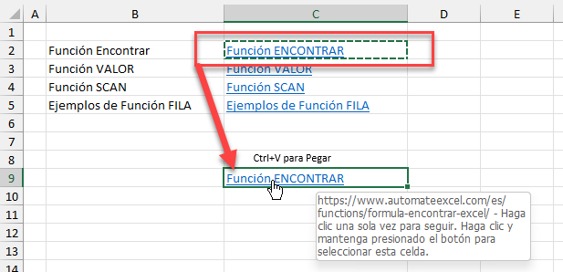 Pegar Hipervínculo en Excel