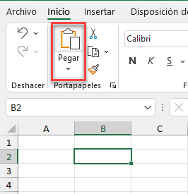 Pegar del Portapapeles en Excel