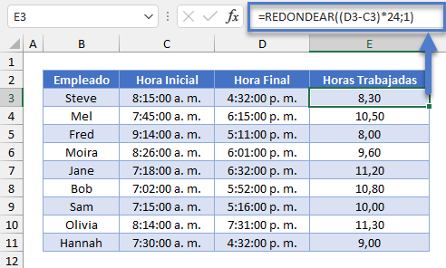 Redondear Valor de Hora