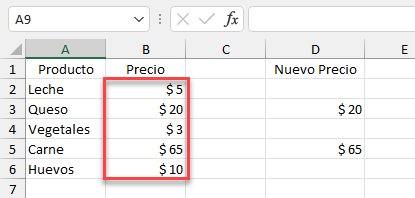 Resultado Pegado Especial Saltar Blancos