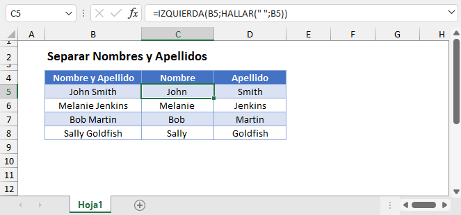 Separar Nombres y Apellidos en Excel