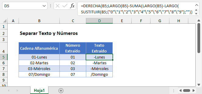 Separar Texto y Números en Excel