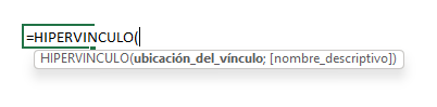 Sintaxis Función HIPERVINCULO