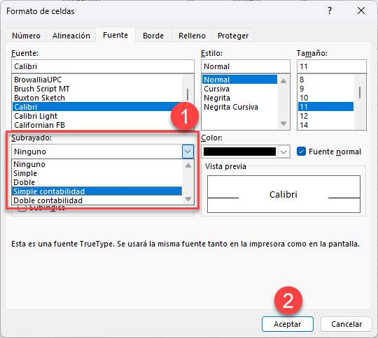 Subrayado Contable