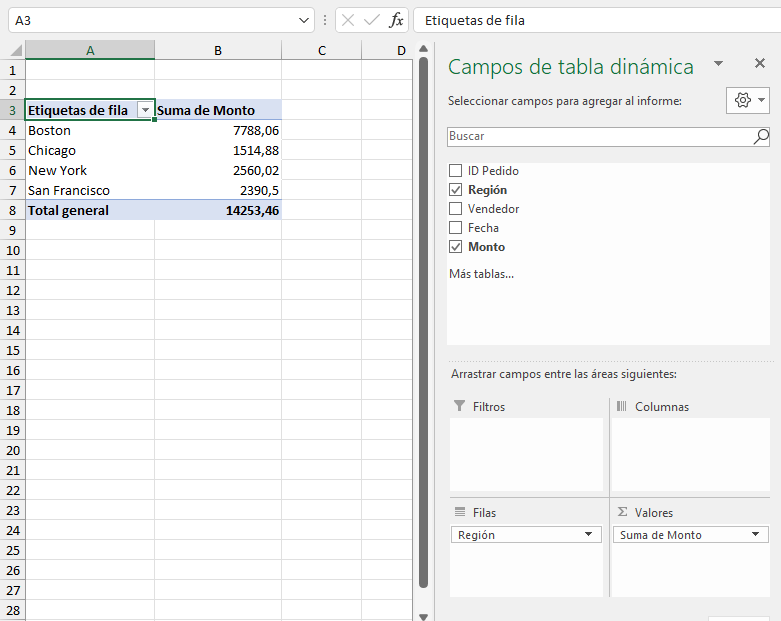 Tabla Dinámica Insertada