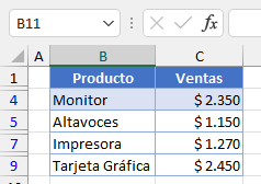 Tabla Filtrada Flechas de Autofiltro Ocultas