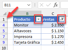 Tabla Filtrada Ventas Mayor que Mil