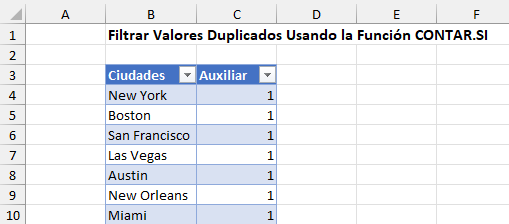 Tabla con Botones de Filtrado