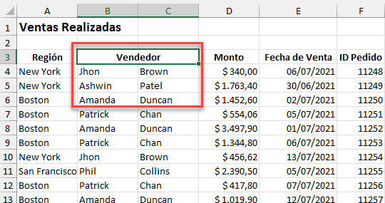 Tabla de Datos con Celdas Combinadas