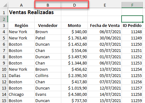 Tabla de Datos con Columnas en Blanco