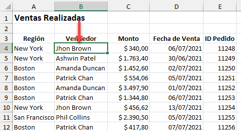 Tabla de Datos con Corregida