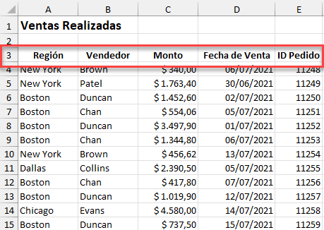 Tabla de Datos con Encabezados Correctos