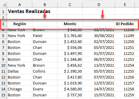 Tabla de Datos con Encabezados en Blanco