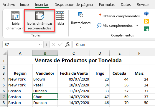 Tablas Dinámicas Recomendadas