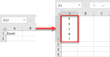 Text in Excel vertikal schreiben