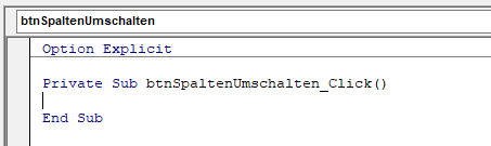 Umschaltfläche Code bearbeiten