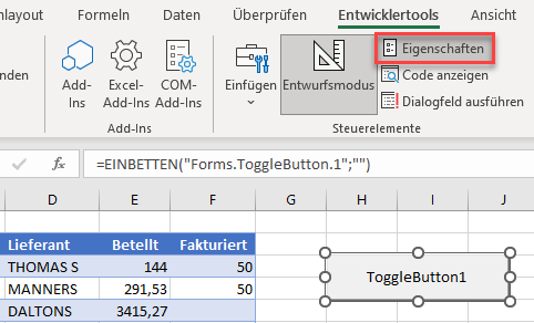 Umschaltfläche Eigenschaften oeffnen