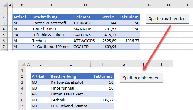 Umschaltfläche in Excel