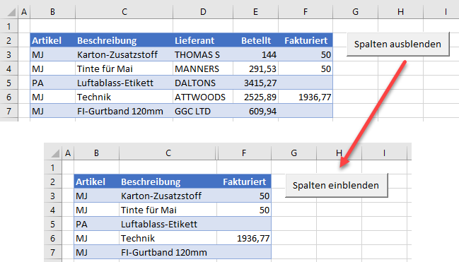 Umschaltfläche in Excel