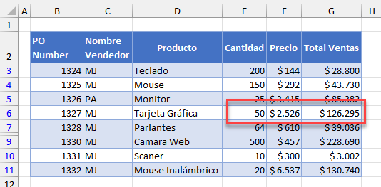 Valores de Error Corregidos